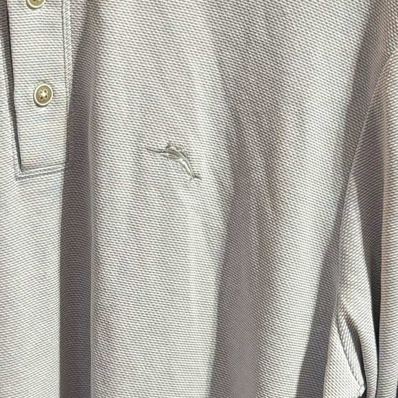 Tommy Bahama Light Gray Long Sleeve Polo, Sz Large - Picture 5 of 6